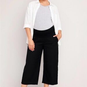 Old Navy Linen Blend Black Wide-Leg Pants